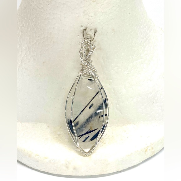 HANDMADE Statement Pendant Black Rutile Quartz Hand Wrapped,Jewelry Gift for Her - Picture 6 of 10